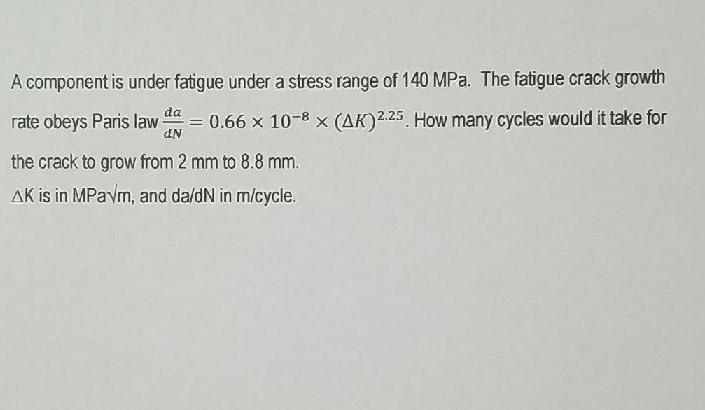 Solved A component is under fatigue under a stress range of | Chegg.com