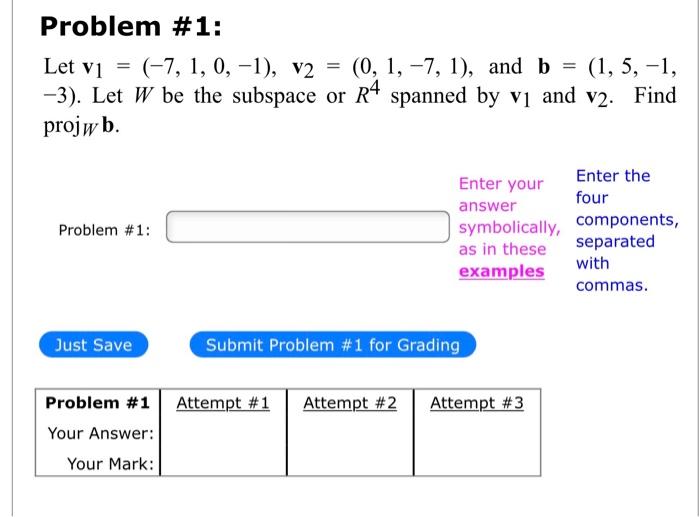 Solved Let v1=(−7,1,0,−1),v2=(0,1,−7,1), and b=(1,5,−1, −3). | Chegg.com