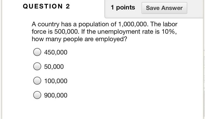 Solved QUESTION 2 1 points Save Answer A country has a | Chegg.com