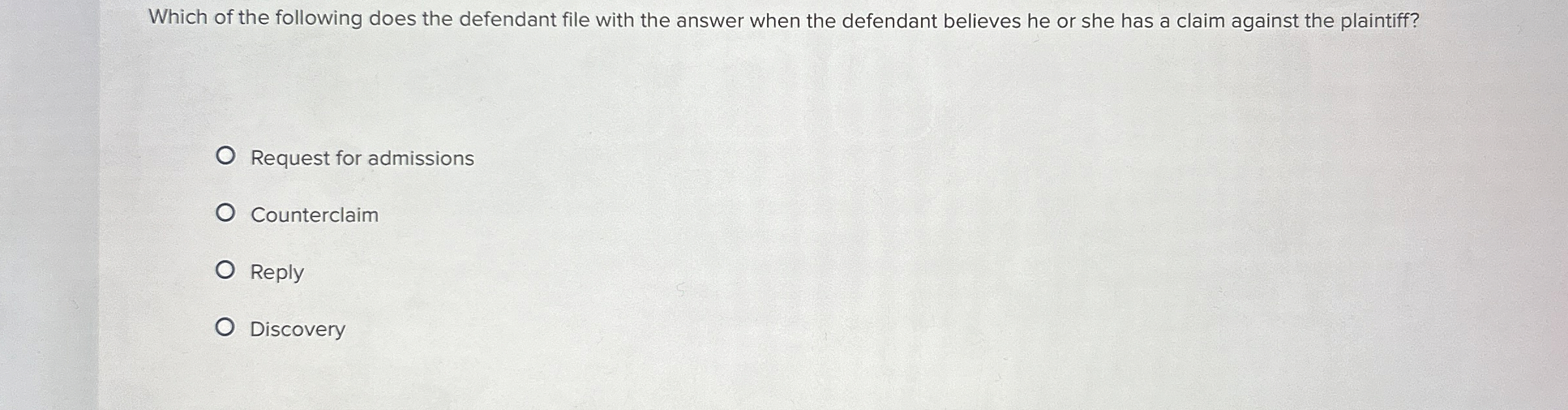 Solved Which of the following does the defendant file with | Chegg.com