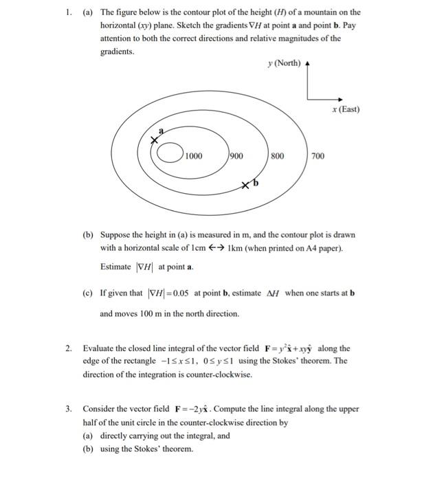 Solved 1. (a) The figure below is the contour plot of the | Chegg.com