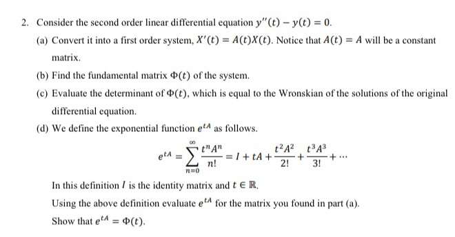 Solved 2. Consider the second order linear differential | Chegg.com