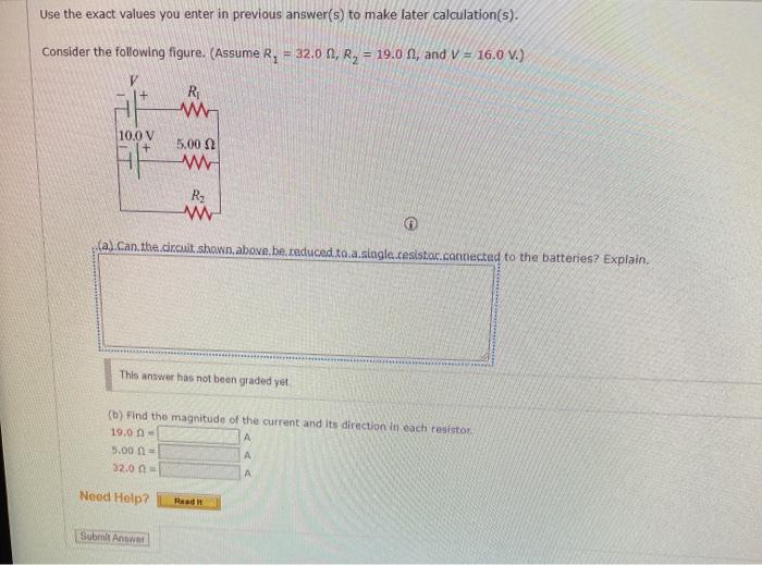Solved Use the exact values you enter in previous answer(s) | Chegg.com
