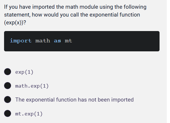Solved If you have imported the math module using the | Chegg.com