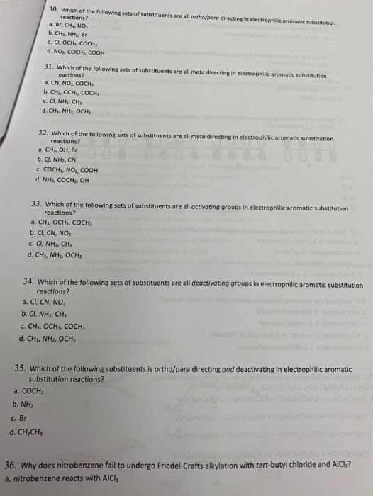 Solved 30. Which Of The Following Sets Of Substituents Are | Chegg.com