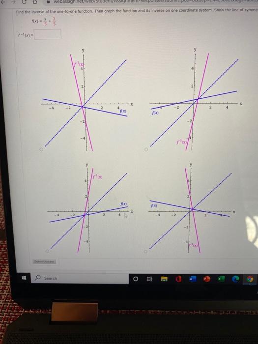 Solved webassign.net/wo Find the inverse of the one-to-one | Chegg.com