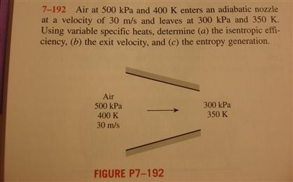 Solved Air at 500 kPa and 400 K enters an adiabatic nozzle | Chegg.com