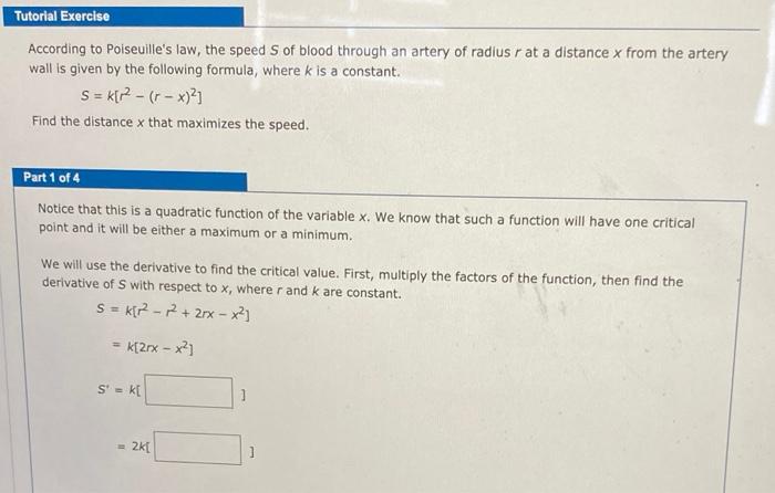 Solved Tutorial Exercise According to Poiseuille's law, the | Chegg.com