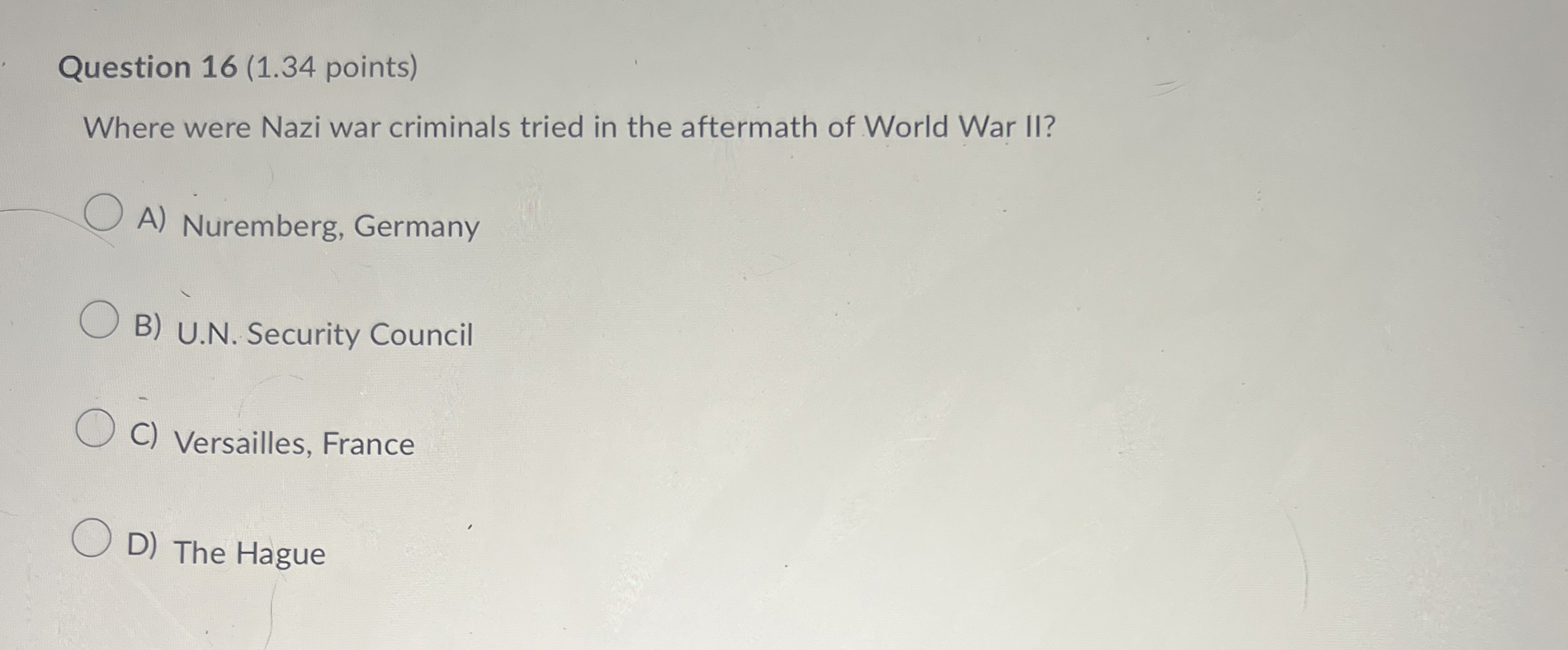 Solved Question 16 ( 1.34 ﻿points)Where were Nazi war