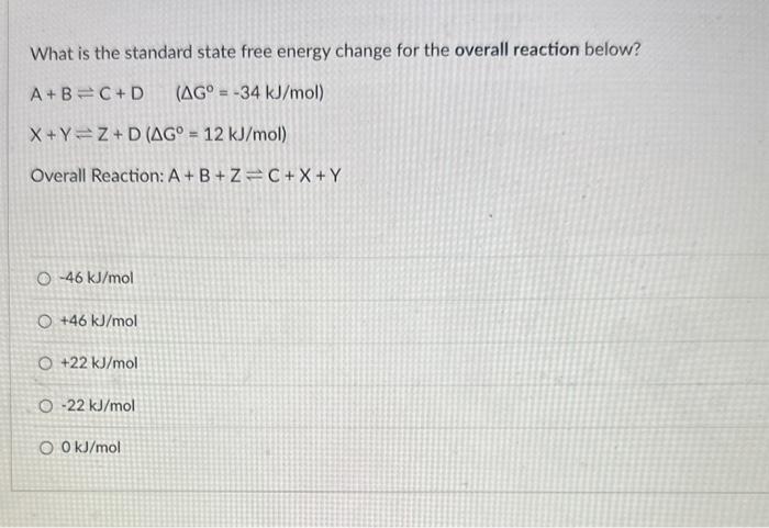 Solved What is the standard state free energy change for the | Chegg.com
