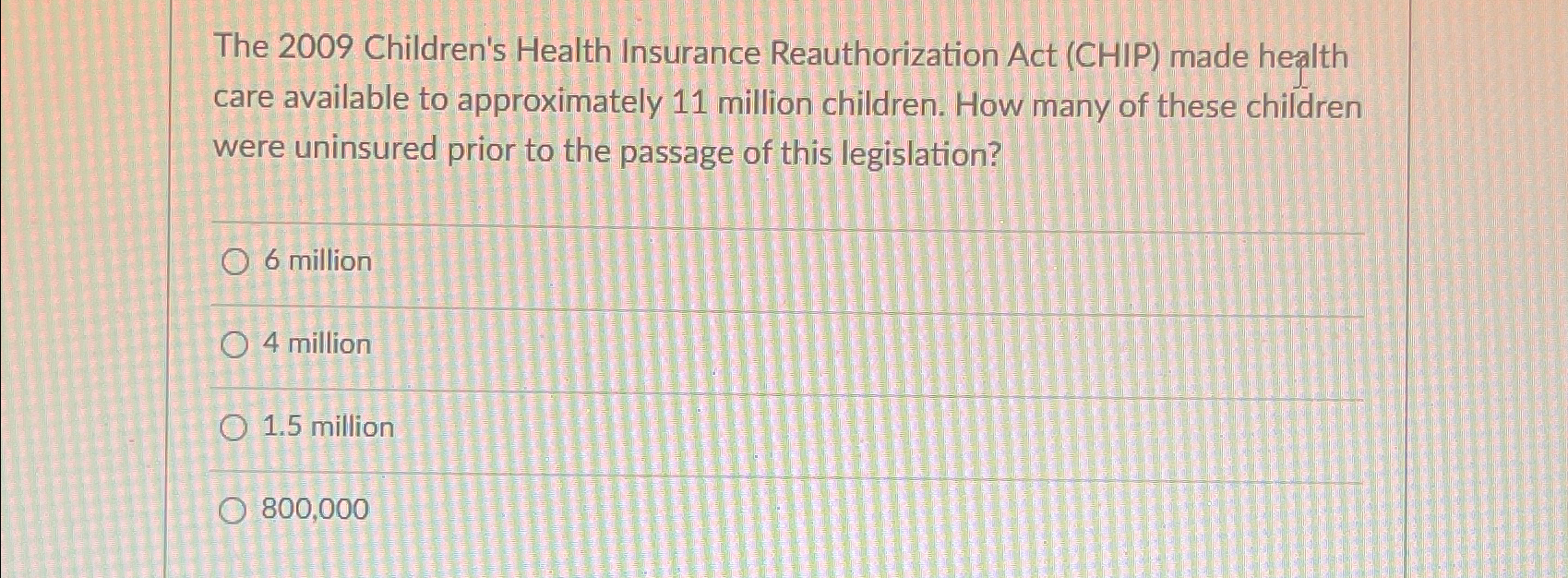 Solved The 2009 ﻿Children's Health Insurance Reauthorization