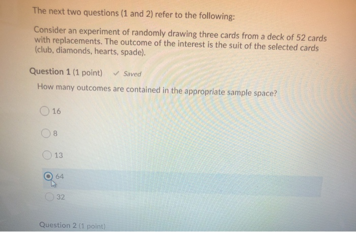 Solved The next two questions (1 and 2) refer to the | Chegg.com
