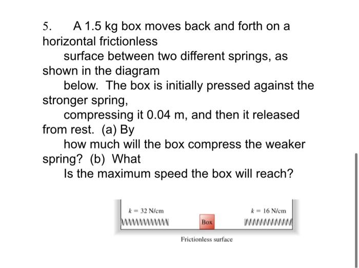Solved 5. A 1.5 kg box moves back and forth on a horizontal