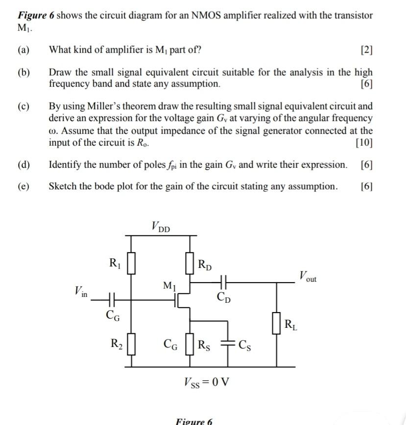 Solved Figure 6 shows the circuit diagram for an NMOS | Chegg.com