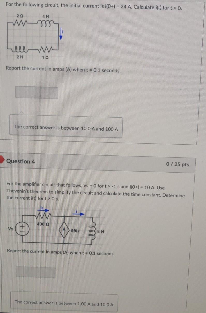 Solved For the following circuit, the initial current is | Chegg.com