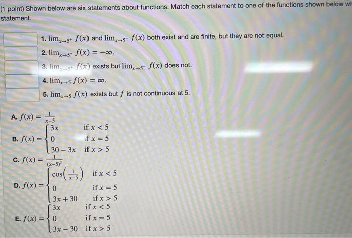 Solved point) Shown below are six statements about | Chegg.com