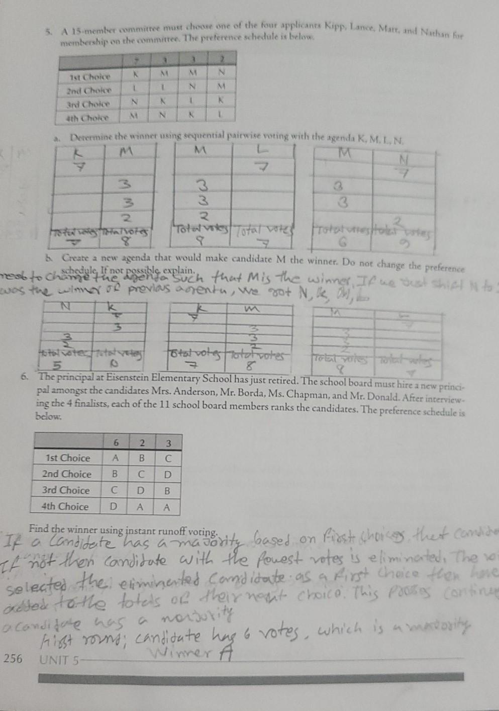 Solved Name Voting Systems Continued Worksheet 1 An Chegg