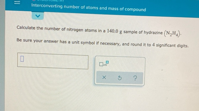 Solved Interconverting number of atoms and mass of compound | Chegg.com