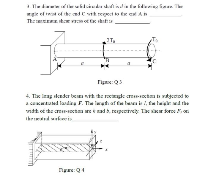 Solved 3. The diameter of the solid circular shaft is d in | Chegg.com
