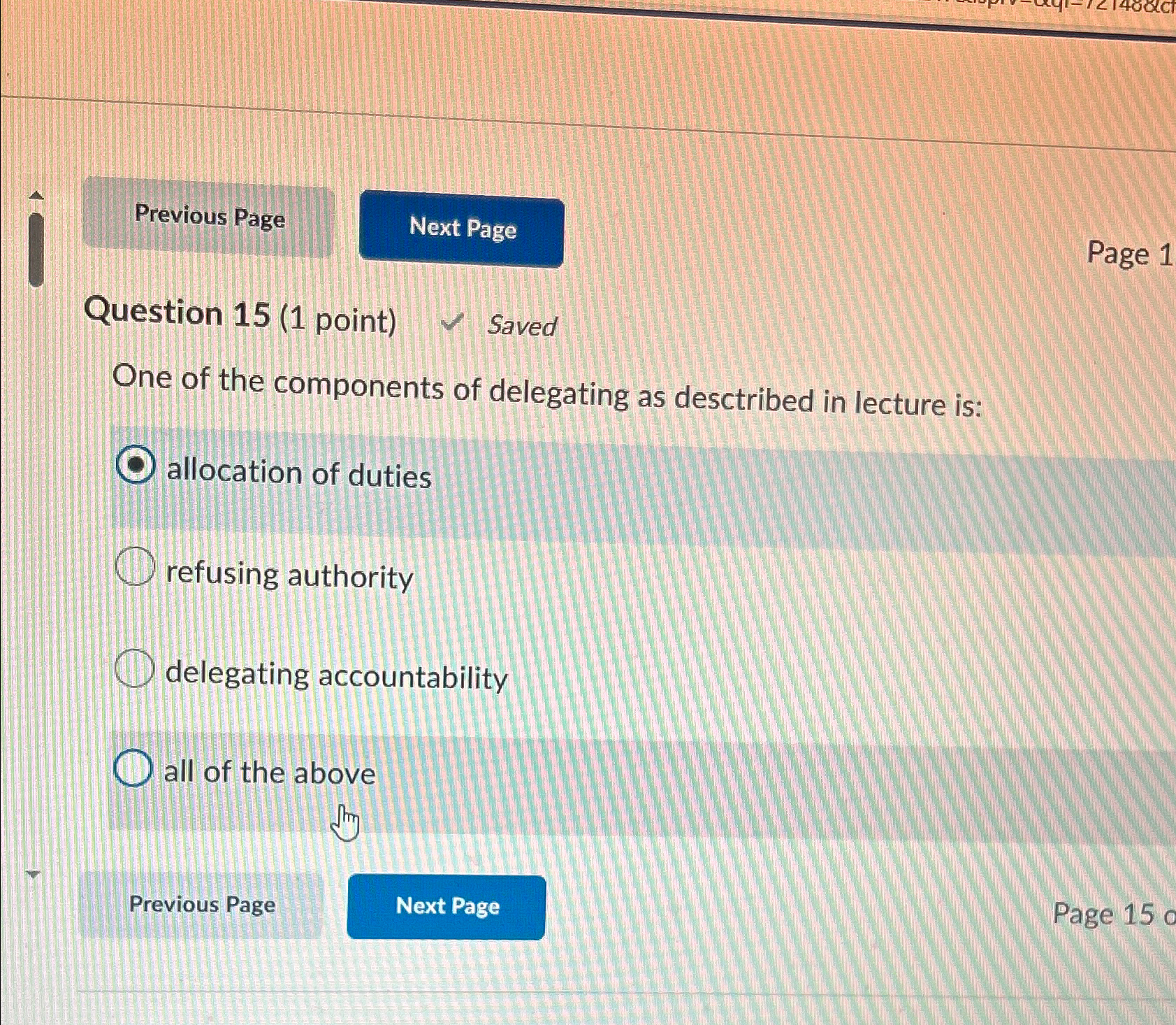 Solved Question 15 (1 ﻿point) ﻿SavedPage 1One of the | Chegg.com