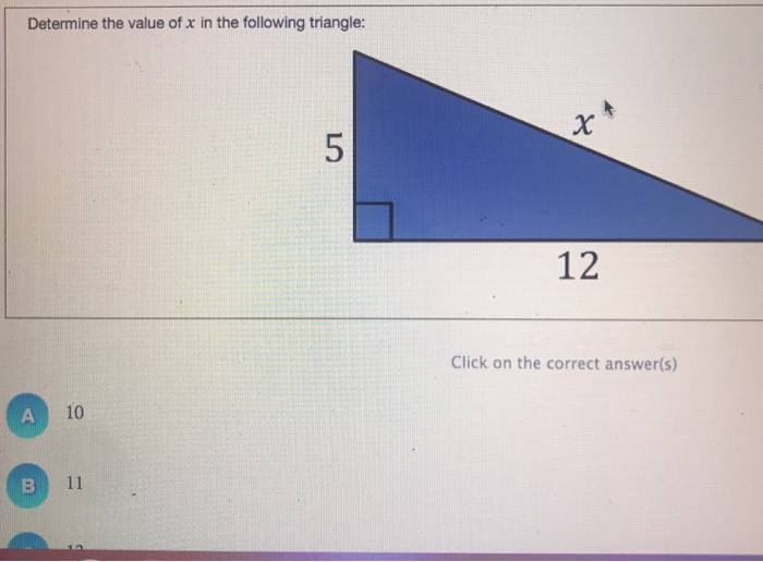 Solved Determine the value of x in the following triangle: | Chegg.com