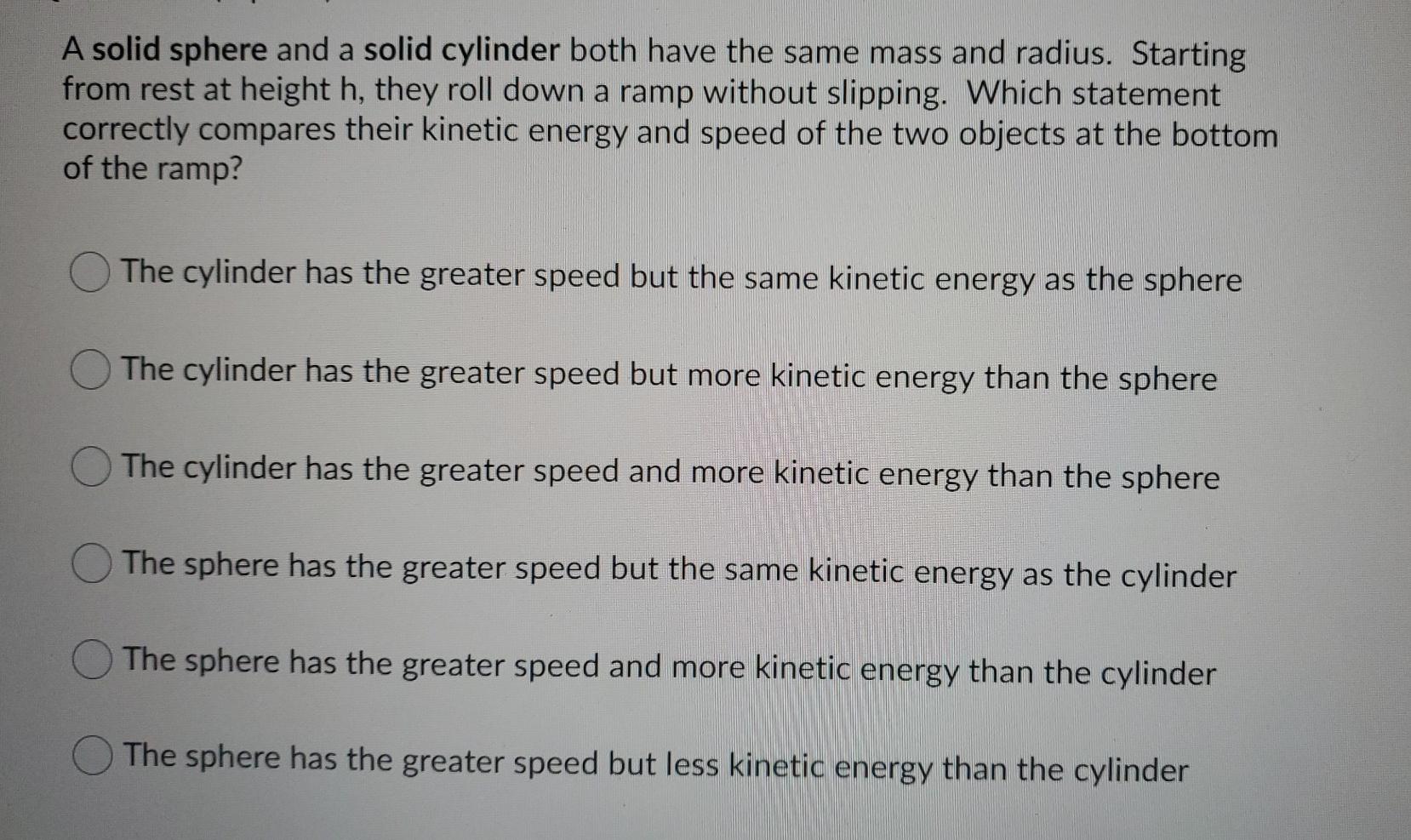 Solved A solid sphere and a solid cylinder both have the | Chegg.com