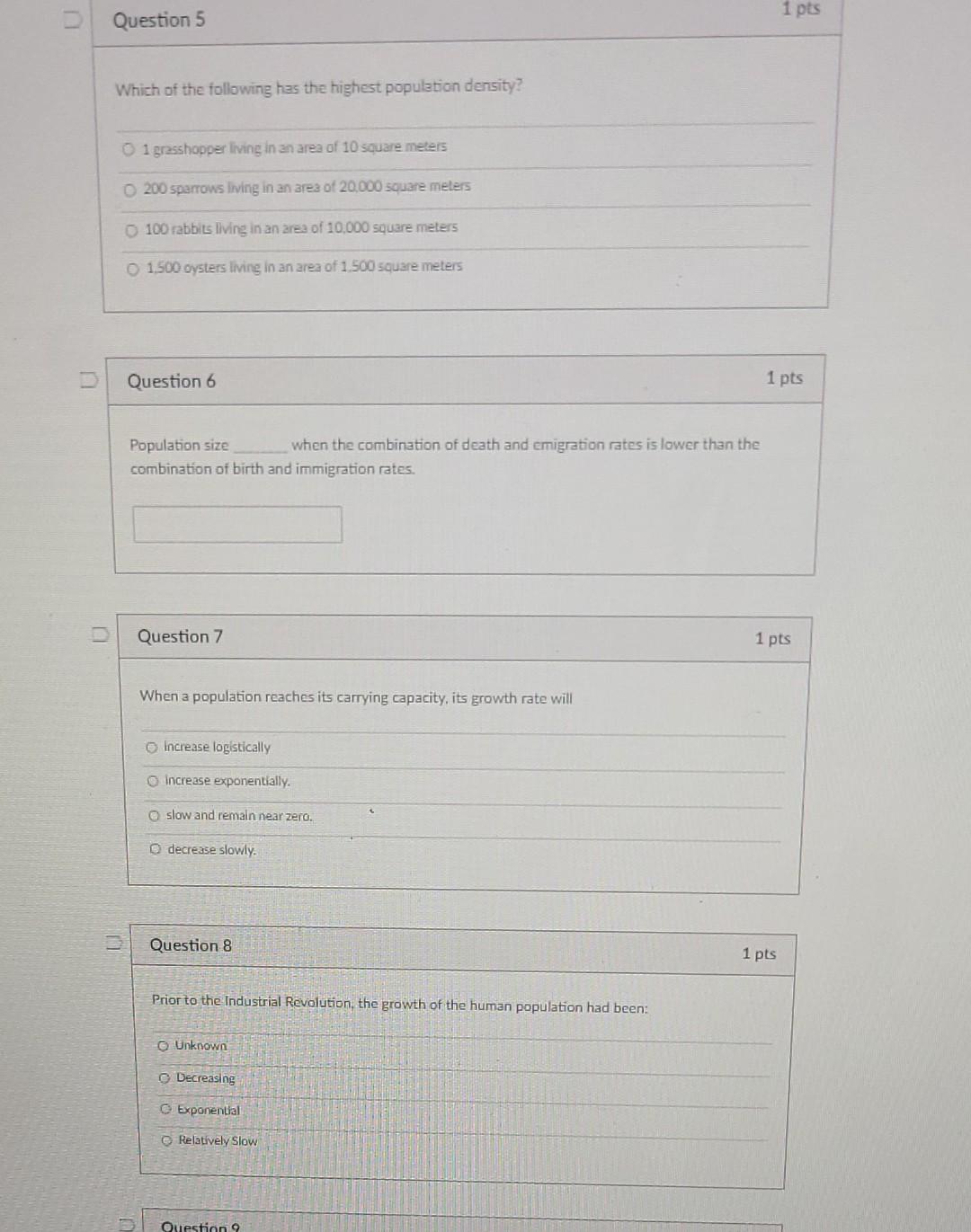 Solved 1 pts Question 5 Which of the following has the | Chegg.com