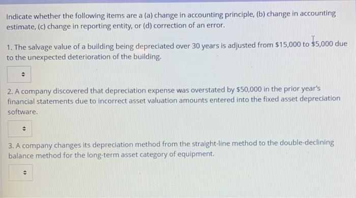 Solved Indicate whether the following items are a (a) change | Chegg.com