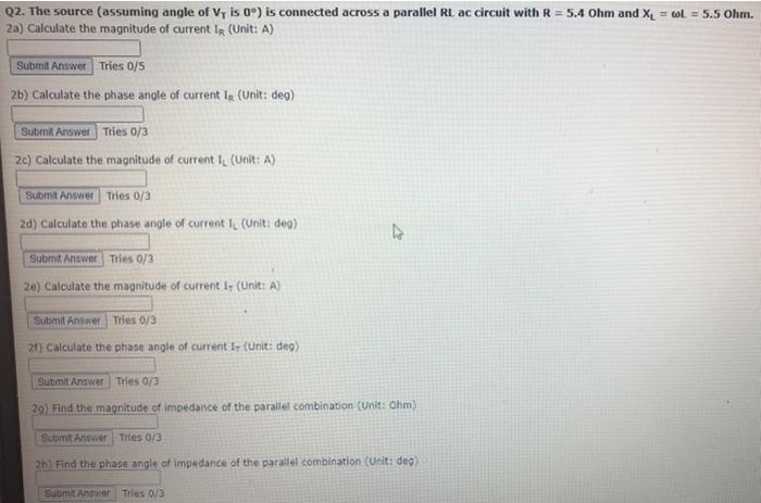Solved Series and parallel RL and RC circuits with an AC | Chegg.com