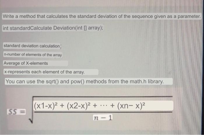 Solved write in C: Write a method that calculates the | Chegg.com