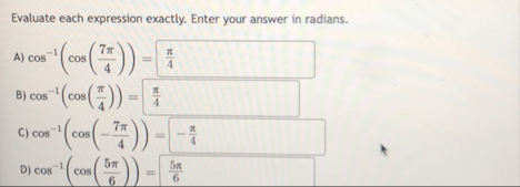 Solved Evaluate each expression exactly. Enter your answer | Chegg.com