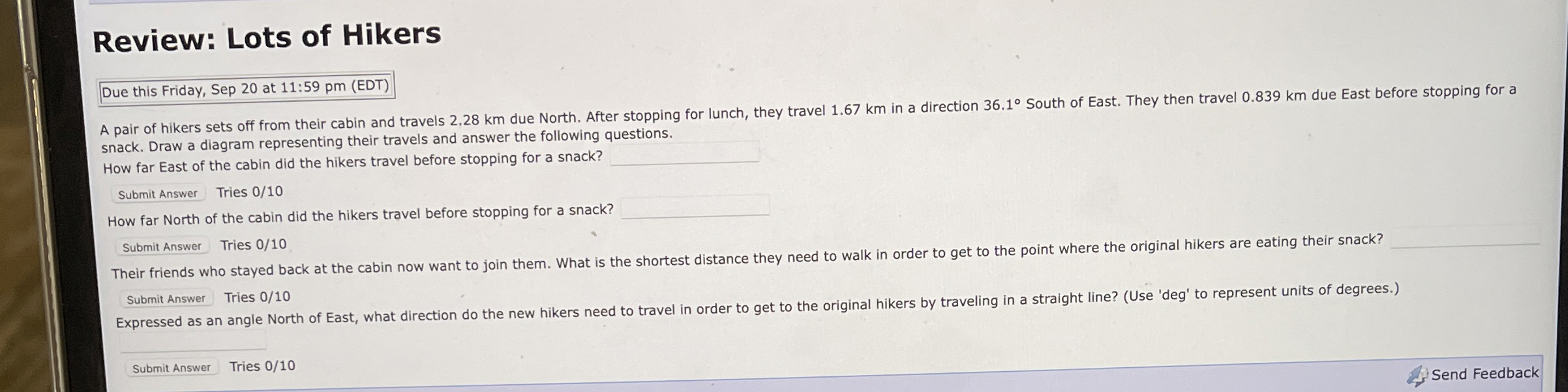Solved Review: Lots of HikersDue this Friday, Sep 20 ﻿at | Chegg.com