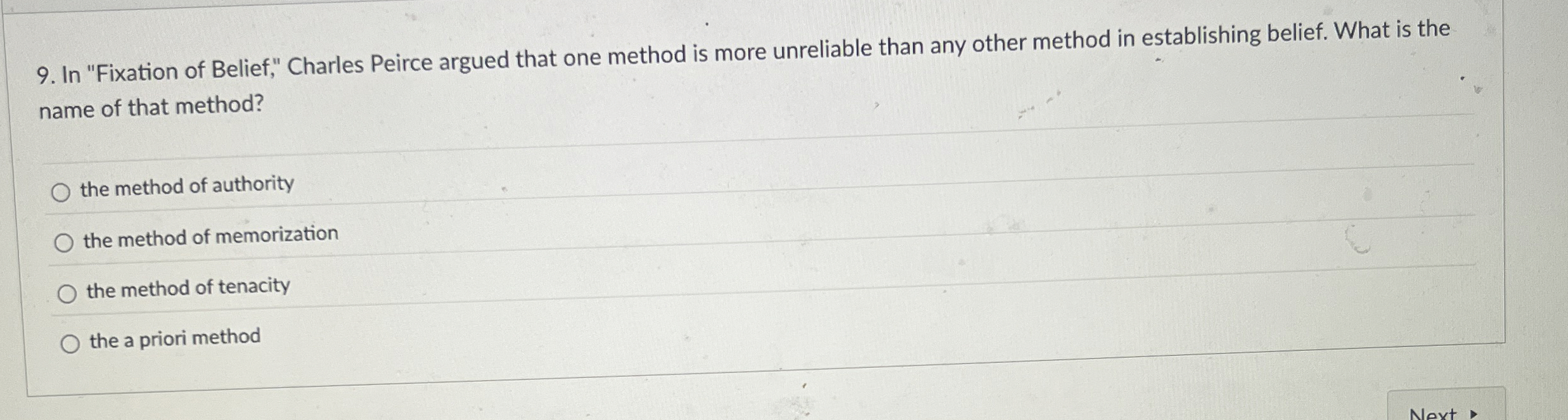 Solved In "Fixation of Belief," Charles Peirce argued that