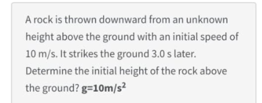 Solved A rock is thrown downward from an unknown height | Chegg.com