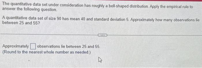 Solved The quantitative data set under consideration has | Chegg.com