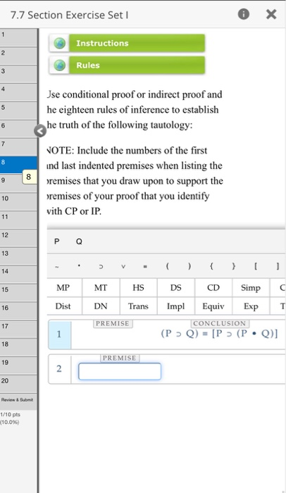 Solved 7.7 Section Exercise Set 1 Х 1 Instructions 2 Rules 3 | Chegg.com