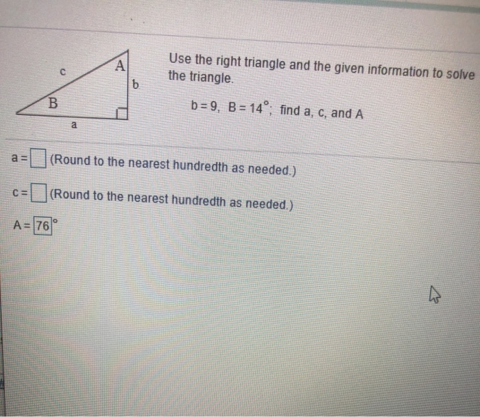 Solved use the right triangle and the given information to | Chegg.com