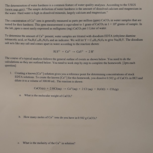 Solved 2 Because Edta Does Not Dissolve Well Even As A S Chegg Com