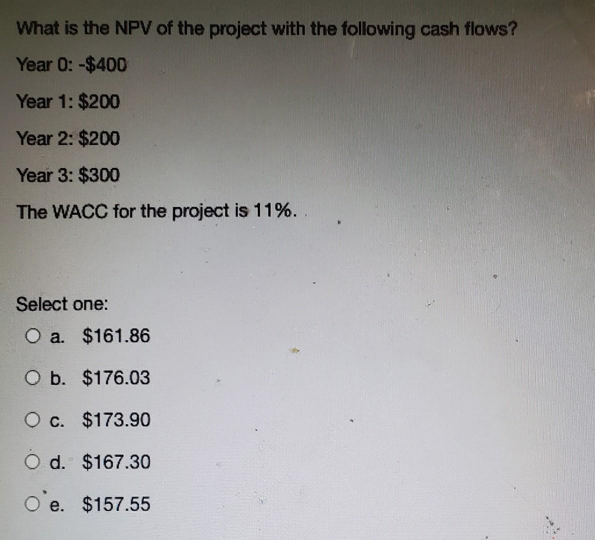 Solved What is the NPV of the project with the following | Chegg.com