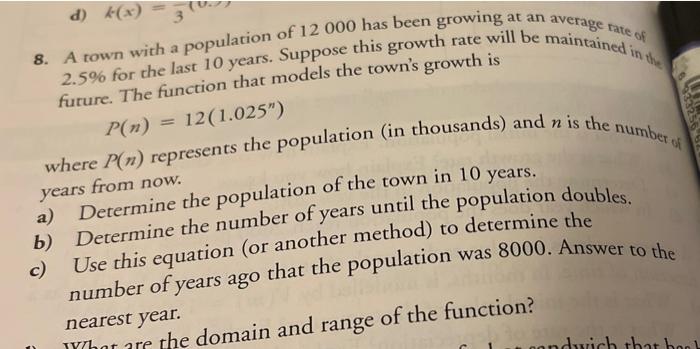 Solved K The function that models the growth of the | Chegg.com