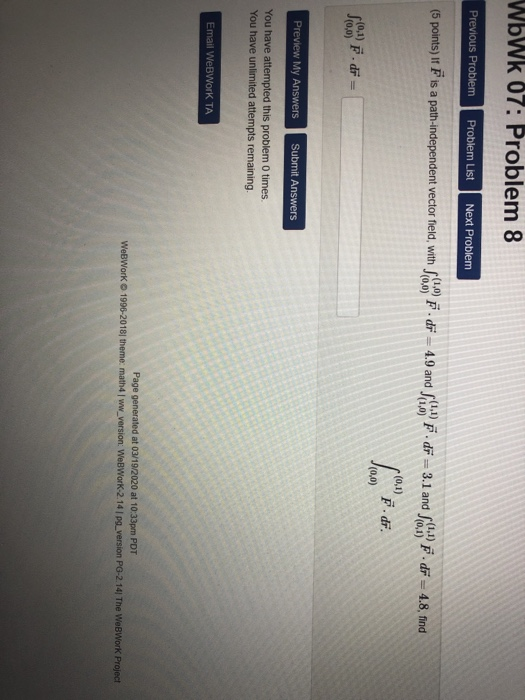 Solved WbWk 07: Problem 8 Previous Problem Problem List Next | Chegg.com