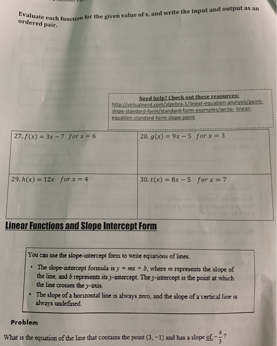 Evaluate Each Function For The Given Value Of X And Chegg Com