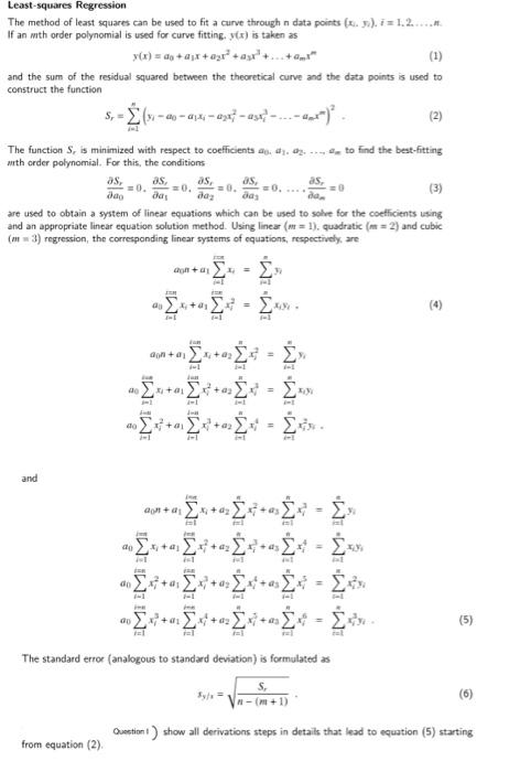Least-squares Regression The method of least squares | Chegg.com