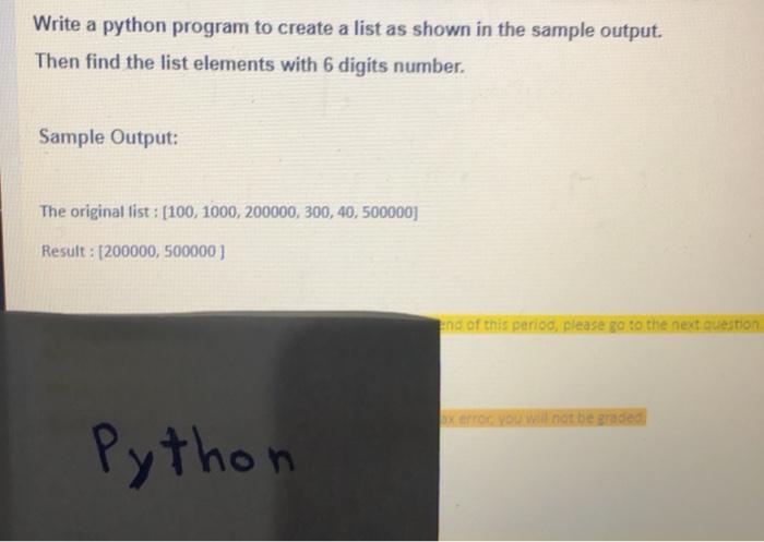 Solved Write a python program to create a list as shown in | Chegg.com