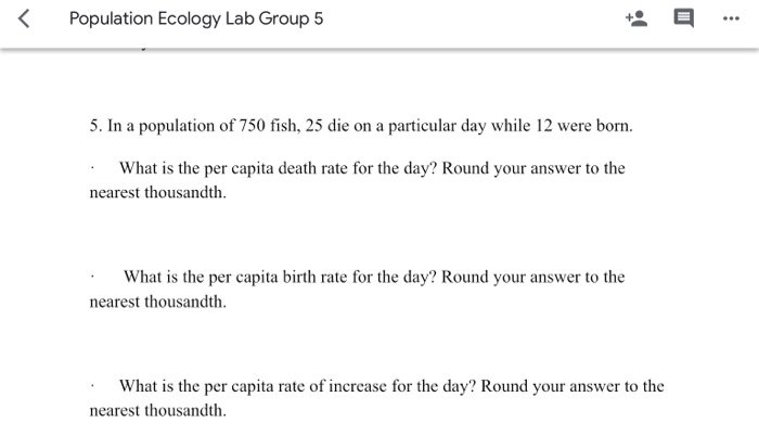 Example Population Ecology Math Questions Solved