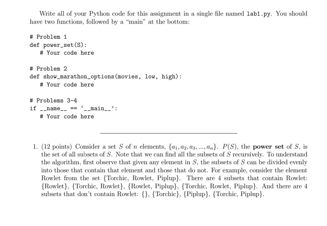 Solved Write all of your Python code for this assignment in | Chegg.com