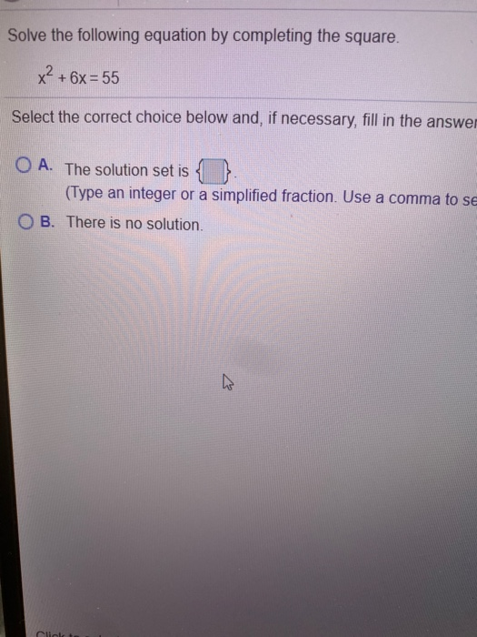 Solved Solve the following equation by completing the | Chegg.com