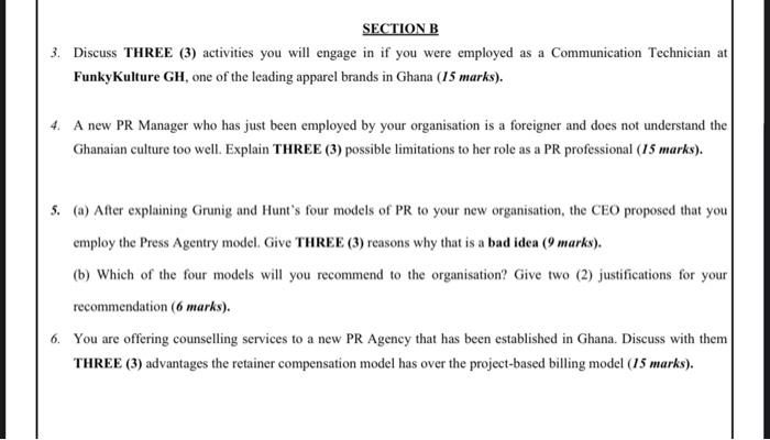 Solved SECTION B 3. Discuss THREE (3) Activities You Will | Chegg.com