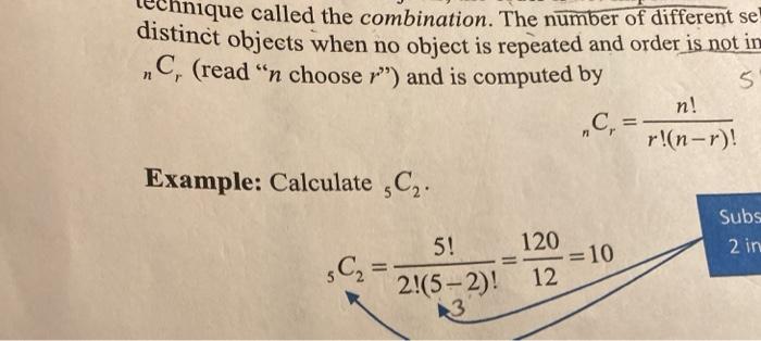 Solved 5 chnique called the combination. The number of | Chegg.com