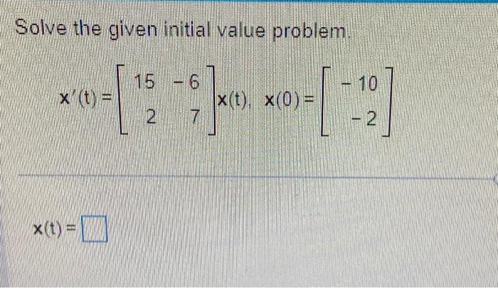 Solved Solve the given initial value problem. | Chegg.com